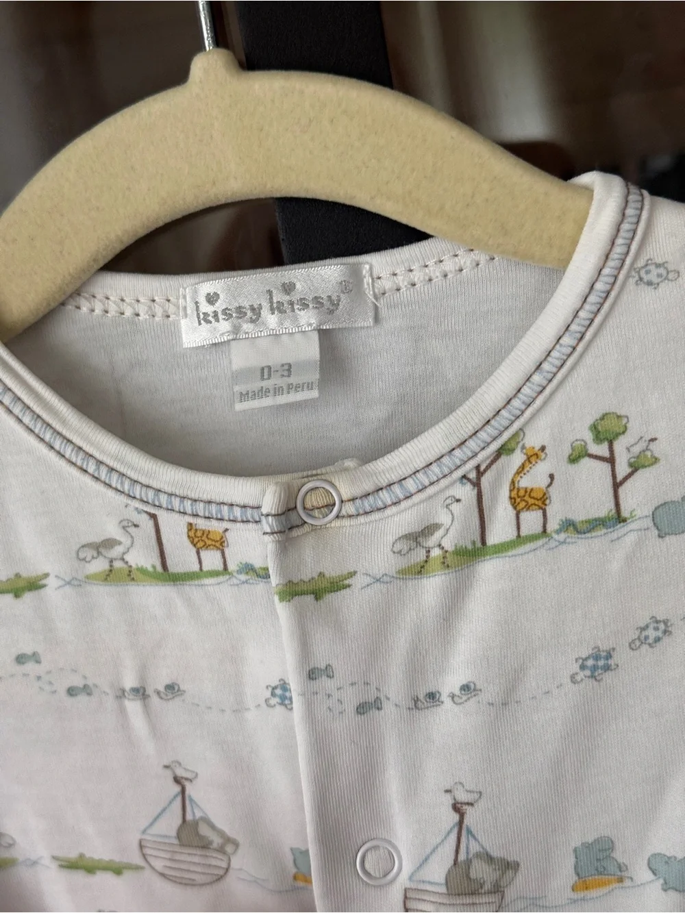 Kissy Kissy noah’s ark print footies pima cotton newborn baby boy girl unisex